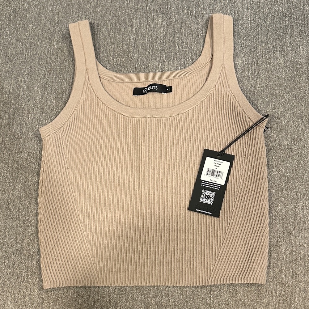 Cuts Stone Ribbed Tank Top